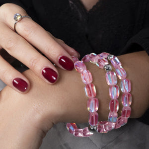 Pink Nebula | .925 Sterling Silver | Galaxy Glass Pebble Bracelet