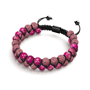 Fuchsia Oceanic Jasper | Gunmetal | Lava Rock Diffuser Bracelet