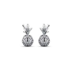 Pina Colada | White Gold Vermeil | CZ Diamond Pineapple Earrings