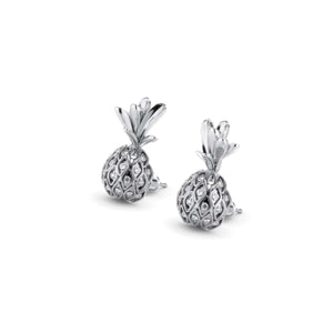 Pina Colada | White Gold Vermeil | CZ Diamond Pineapple Earrings