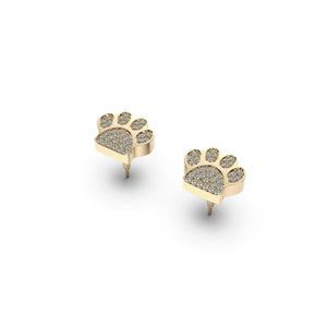 Paw | 18k Gold Vermeil | .925 Sterling Silver | Cubic Zirconia Crystal Pup Print Earrings