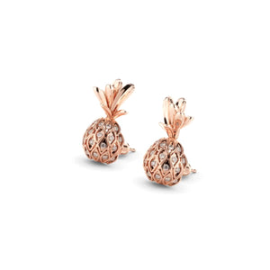 Pina Colada | Rose Gold Vermeil | CZ Diamond Pineapple Earrings