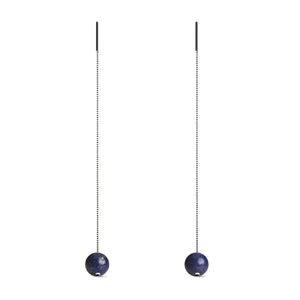 Lapis | .925 Sterling Silver | Chain Drop Threader Gemstone Earrings