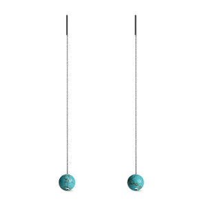 Turquoise | .925 Sterling Silver | Chain Drop Threader Gemstone Earrings