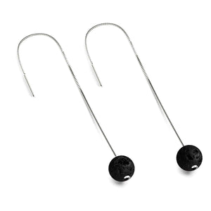 Lava Rock Diffuser | .925 Sterling Silver | Gemstone Chain Drop Threader Earrings