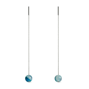 Blue Line Agate | .925 Sterling Silver | Gemstone Chain Drop Threader Earrings