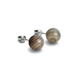 Charcoal Agate | .925 Sterling Silver | Stone Stud Earrings