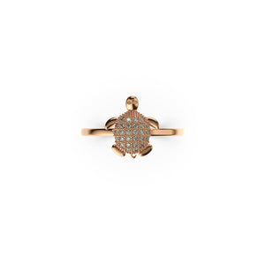 Tortuga | 18k Rose Gold Vermeil | .925 Sterling Silver | Cubic Zirconia Crystal Sea Turtle Ring