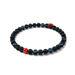 Black Line Agate | .925 Sterling Silver and Red Enamel | Healing Stone| Fashion Santa Charm Bracelet