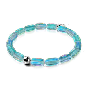 Blue Nebula | .925 Sterling Silver | Galaxy Glass Pebble Bracelet