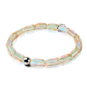 Champagne Supernova | .925 Sterling Silver | Galaxy Glass Pebble Bracelet