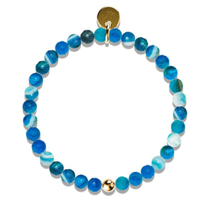 Blue Line Agate | .925 Sterling Gold Vermeil | Healing Gemstone Bead Bracelet