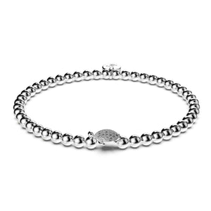 Tortuga | 18k White Gold Vermeil | .925 Sterling Silver | Cubic Zirconia Crystal Sea Turtle Bracelet