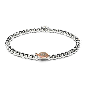 Tortuga | Silver & 18k Rose Gold | Crystal Sea Turtle Bracelet