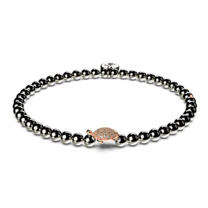 Tortuga | Gunmetal & 18k Rose Gold | Crystal Sea Turtle Bracelet