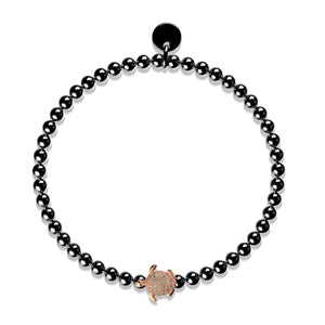 Tortuga | Gunmetal & 18k Rose Gold | Crystal Sea Turtle Bracelet