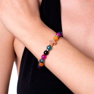 St. Joseph  | Rose Gold Cross | Multi-Color Faceted Jasper Bracelet