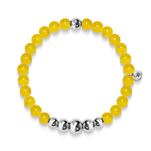 Intelligence | Silver Aura Yellow Jade Bracelet