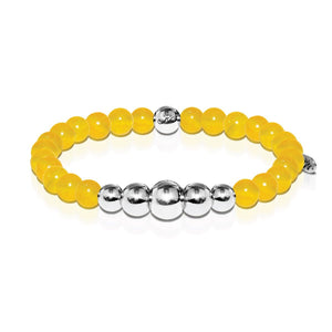 Intelligence | Silver Aura Yellow Jade Bracelet