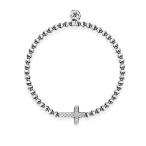 Blessed | 18k White Gold Vermeil | .925 Sterling Silver | Cubic Zirconia Crystal Cross Bracelet