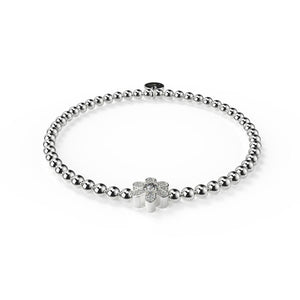 Daffodil | Silver | White Crystal Charm Bracelet