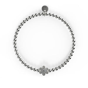 Daffodil | Silver | White Crystal Charm Bracelet