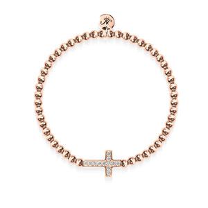 Blessed | 18k Rose Gold Vermeil | .925 Sterling Silver | Cubic Zirconia Crystal Cross Bracelet