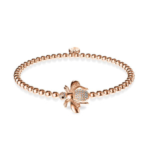 Queen | 18k Rose Gold | Crystal Honeybee Charm Bracelet