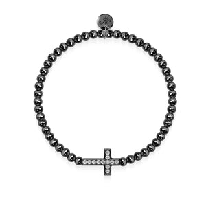 Blessed | Gunmetal | Crystal Cross Charm Bracelet | Men's