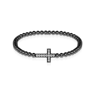 Blessed | Gunmetal | Crystal Cross Charm Bracelet | Men's