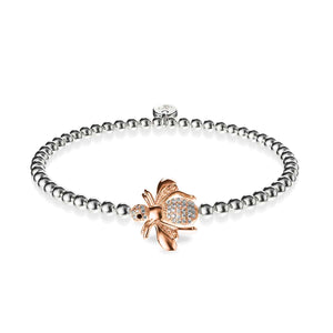 Queen | 18k Rose Gold & Silver | Crystal Honeybee Charm Bracelet