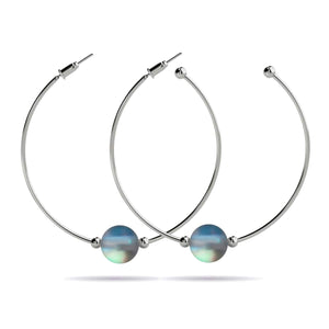 Grey | Silver | Mermaid Glass Hoop Earrings