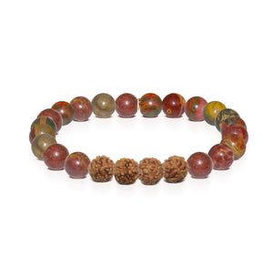 Serendipity | Gold Mala Yoga Bracelet | Picasso Jasper