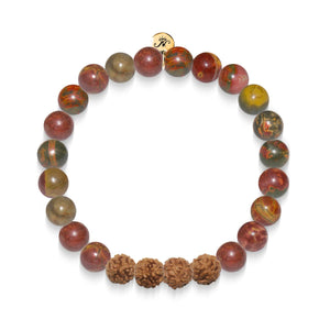 Serendipity | Gold Mala Yoga Bracelet | Picasso Jasper