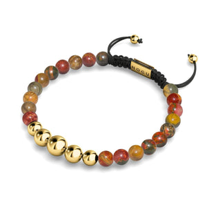 Red Picasso Jasper | Gold | Balance Gemstone Macrame Bracelet