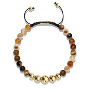 Grey Line Agate | Gold | Balance Gemstone Macrame Bracelet