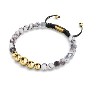 Dalmatian Jade | Gold | Balance Gemstone Macrame Bracelet