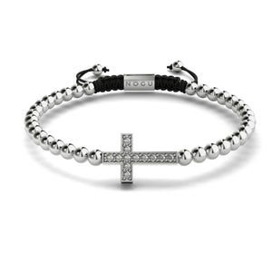 Crystal Cross | Silver | Black | Macrame Charmballa Bracelet