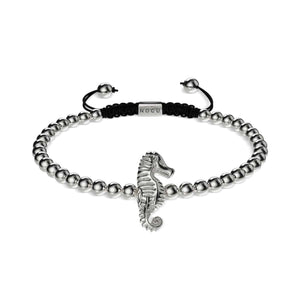 Reef | Silver | Seahorse Macrame Charm Bracelet