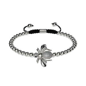 Queen | Silver | Crystal Honeybee Macrame Charm Bracelet