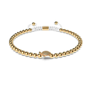 Tortuga | 18k Gold | White | Crystal Sea Turtle | Macrame Charmballa Bracelet