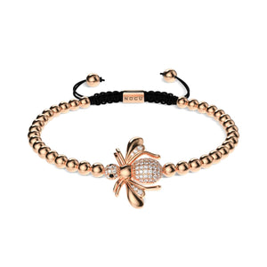 Queen | 18k Rose Gold | Crystal Honeybee Macrame Charm Bracelet