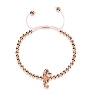 Reef | 18k Rose Gold | Seahorse Macrame Charm Bracelet