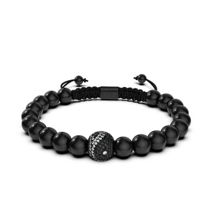 Balance | Gunmetal | Black | Crystal Yin Yang | Macrame Charmballa Bracelet