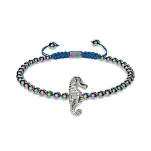 Reef | Unicorn Steel | Seahorse Macrame Charm Bracelet