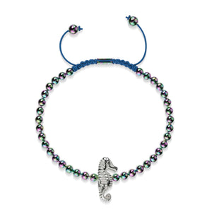 Reef | Unicorn Steel | Seahorse Macrame Charm Bracelet