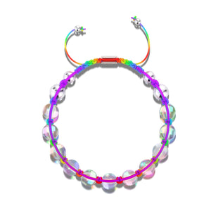 Neon Spectrum | Rainbow Supernova | Silver | Galaxy Glass Charmballa Bracelet