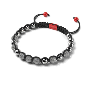 Silver and Red Enamel | Crystal Kikiballa | Macrame Fashion Santa Bracelet | Black