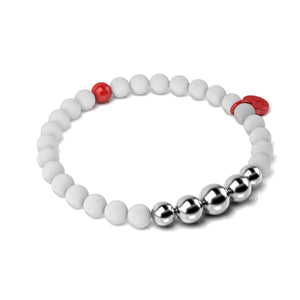 Matte White Agate | Silver and Red Enamel | Aura | Fashion Santa Charm Bracelet