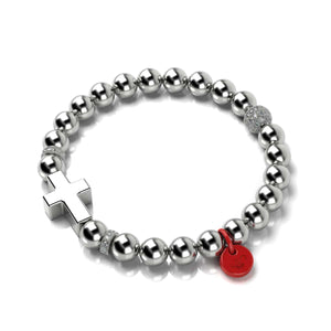 Silver and Red Enamel | Fashion Santa Cross Bracelet